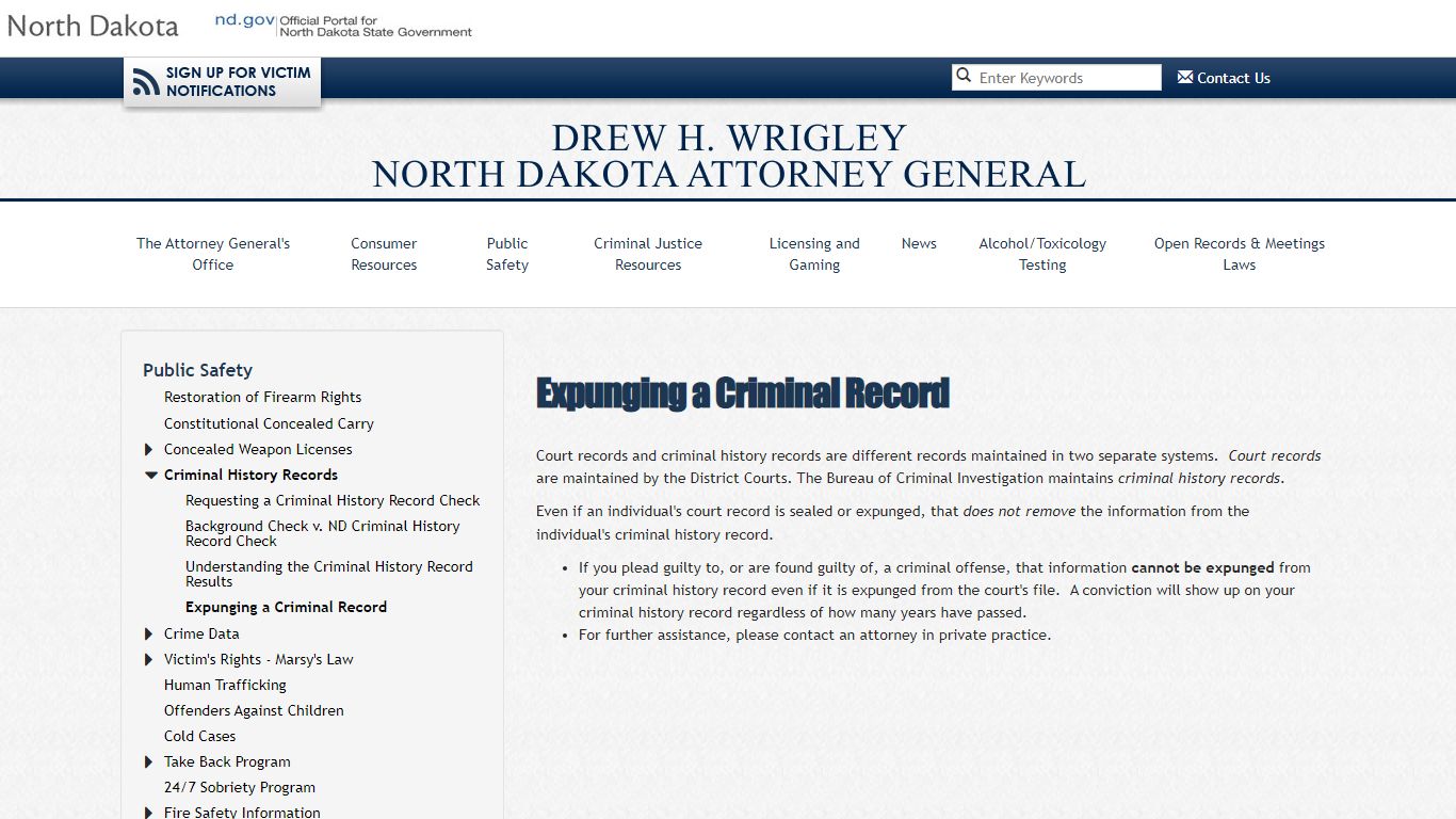 Expunging a Criminal Record | Attorney General
